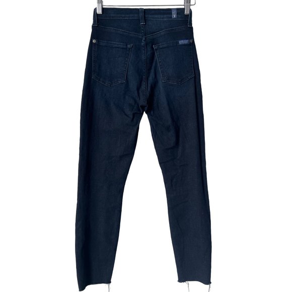 7 For All Mankind The High Waist Ankle Skinny Jean Women 25 Raw Hem Trendy Casua - Picture 2 of 8